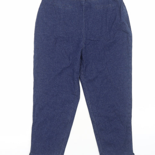 Essentials Womens Blue Cotton Straight Jeans Size 16 Regular Zip