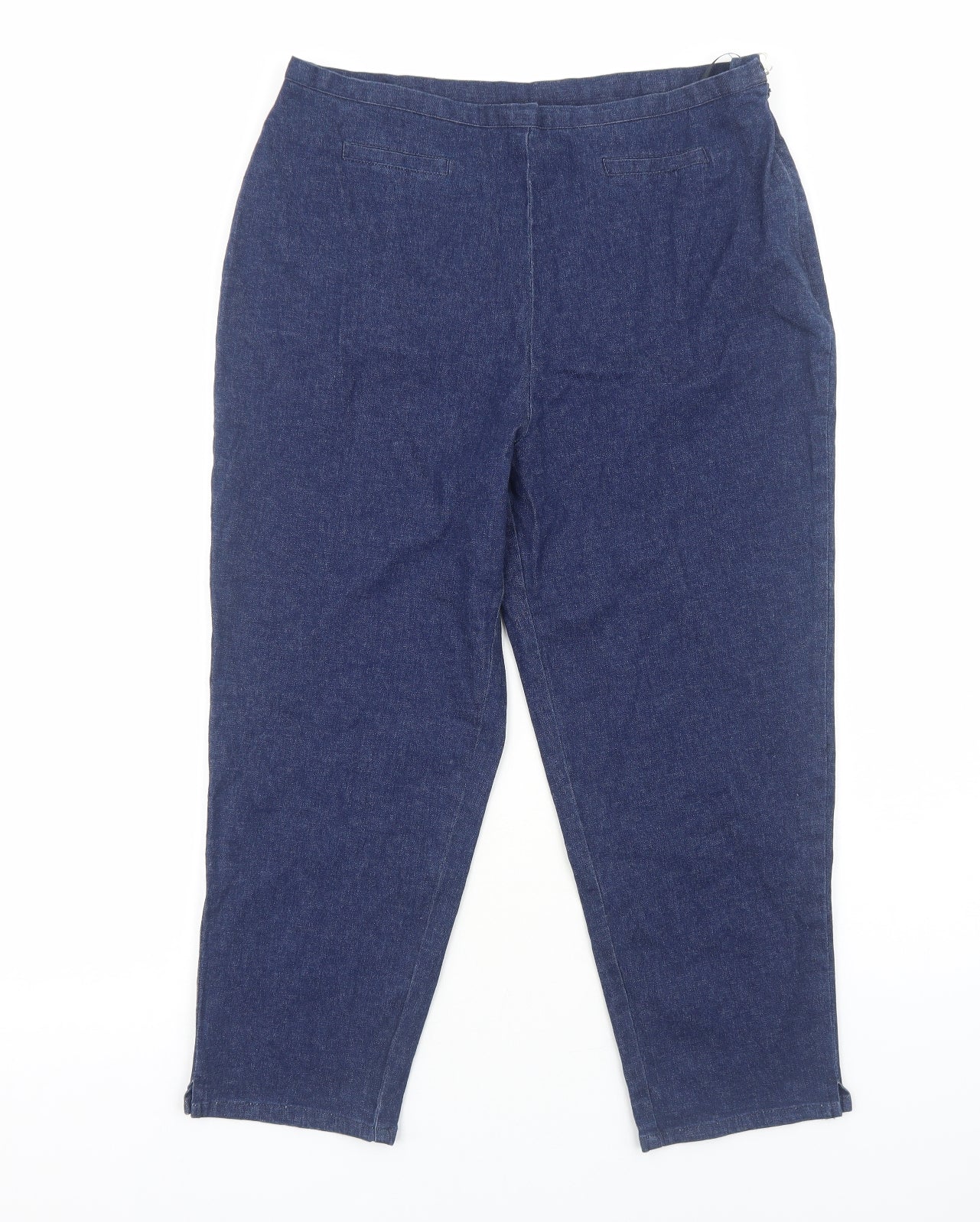Essentials Womens Blue Cotton Straight Jeans Size 16 Regular Zip