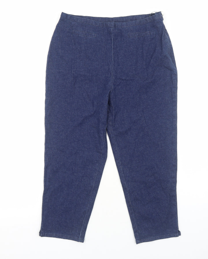 Essentials Womens Blue Cotton Straight Jeans Size 16 Regular Zip