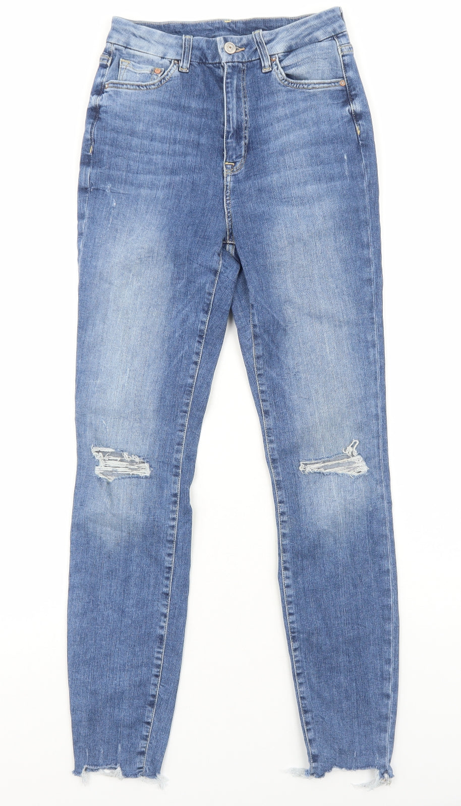 H&M Womens Blue Cotton Skinny Jeans Size 6 Regular Zip