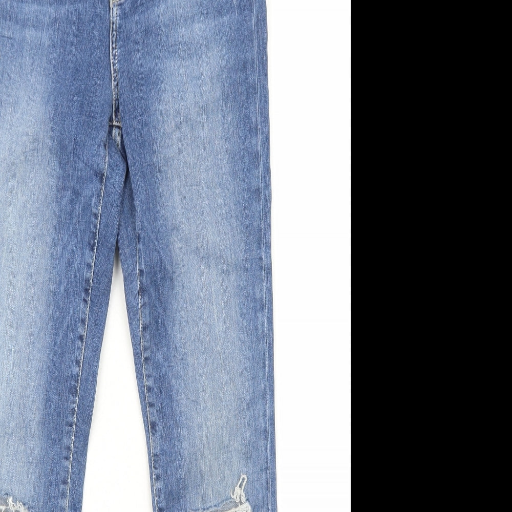 H&M Womens Blue Cotton Skinny Jeans Size 6 Regular Zip