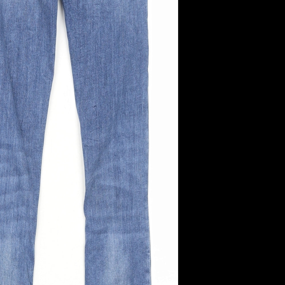 H&M Womens Blue Cotton Skinny Jeans Size 6 Regular Zip