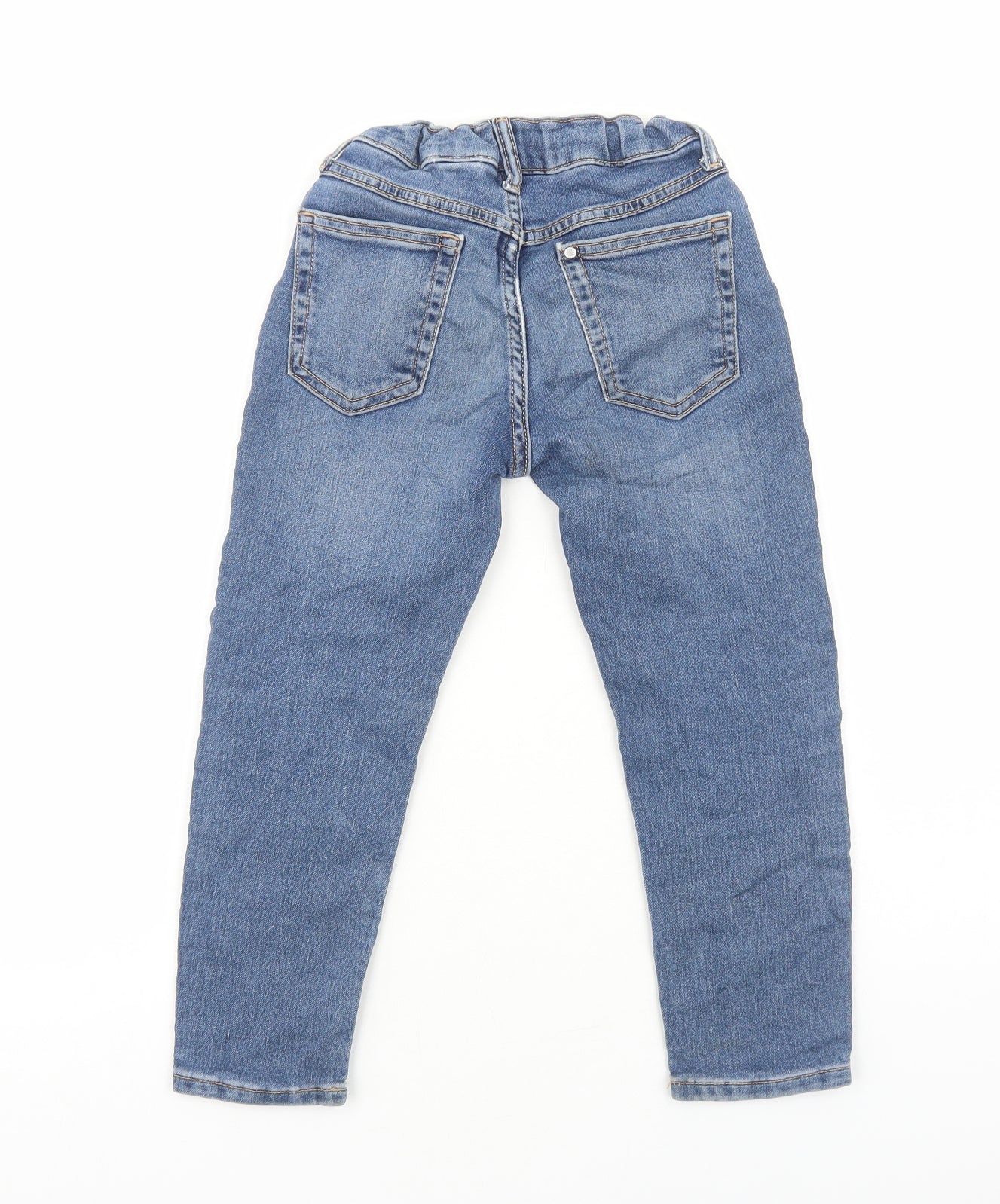 H&M Boys Blue Cotton Straight Jeans Size 5-6 Years Regular Zip