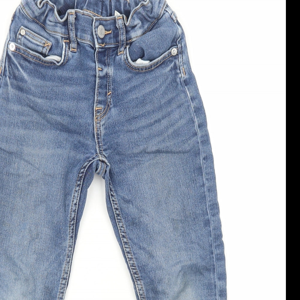 H&M Boys Blue Cotton Straight Jeans Size 5-6 Years Regular Zip