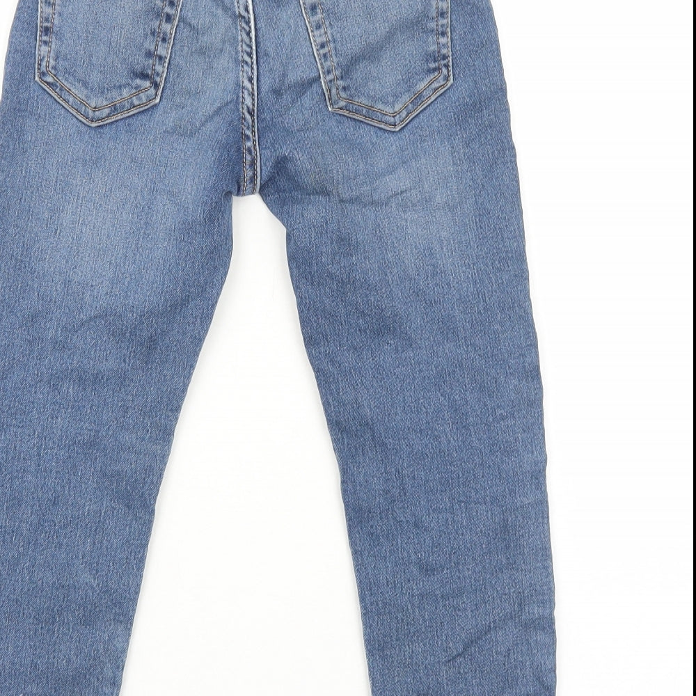 H&M Boys Blue Cotton Straight Jeans Size 5-6 Years Regular Zip