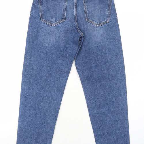 Zara Womens Blue Cotton Straight Jeans Size 8 Regular Zip