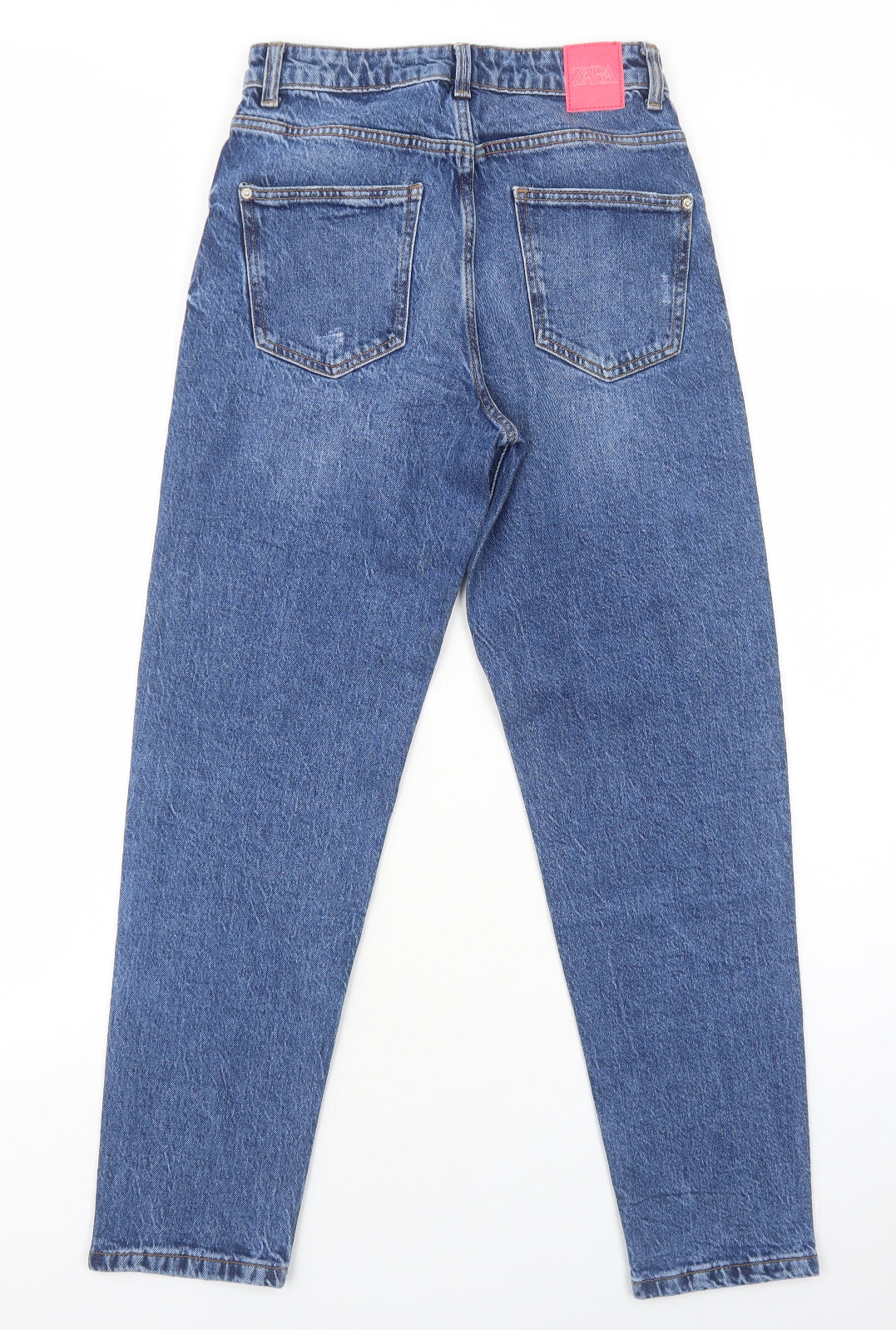Zara Womens Blue Cotton Straight Jeans Size 8 Regular Zip