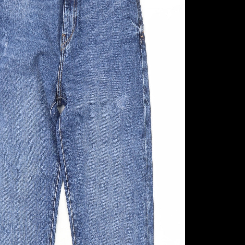 Zara Womens Blue Cotton Straight Jeans Size 8 Regular Zip