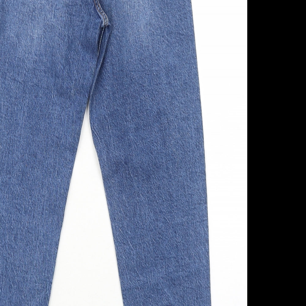 Zara Womens Blue Cotton Straight Jeans Size 8 Regular Zip
