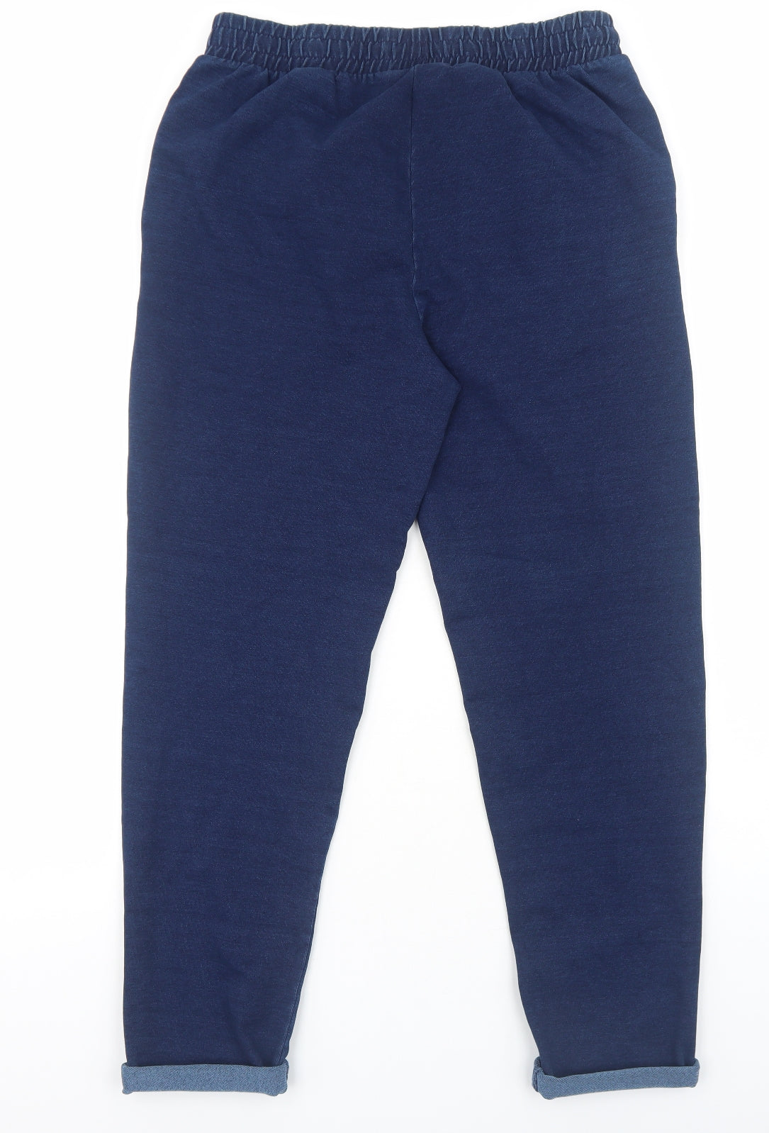 Marks and Spencer Womens Blue Cotton Jogger Trousers Size 12 Regular Drawstring