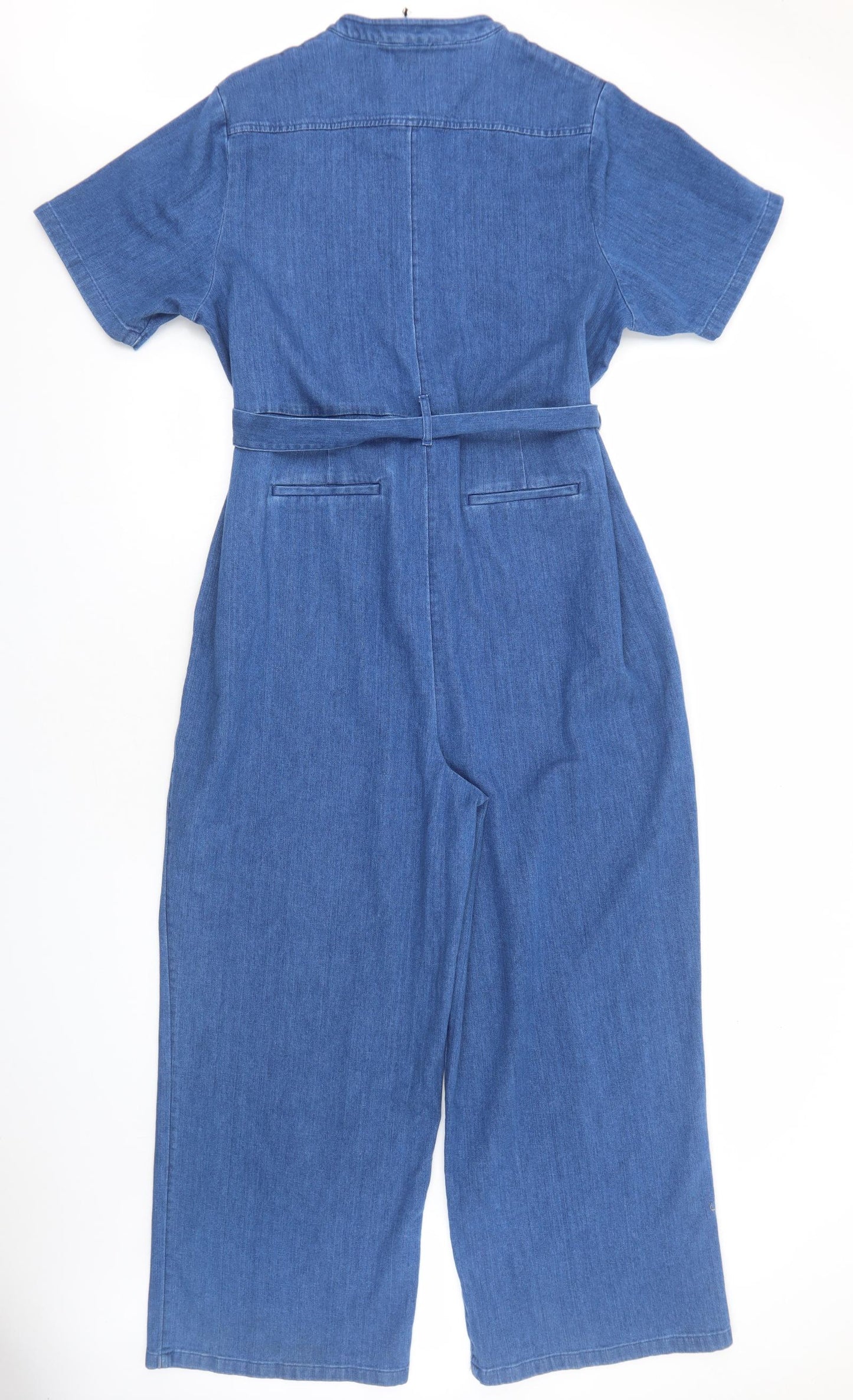 Marks and Spencer Womens Blue Cotton Jumpsuit One-Piece Size 20 Button