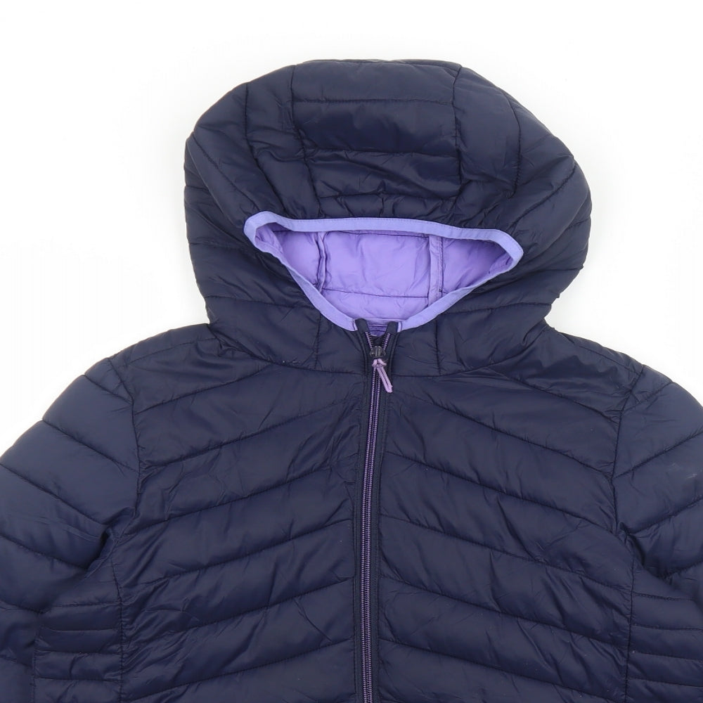 Marks and Spencer Girls Blue Quilted Jacket Size 11-12 Years Zip