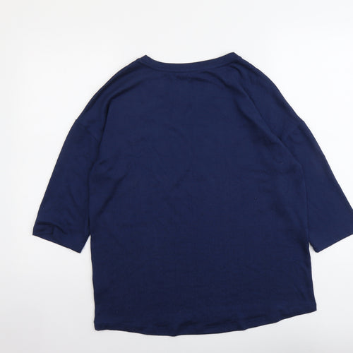 TU Womens Blue Polyester Basic Blouse Size 12 Scoop Neck - Happy