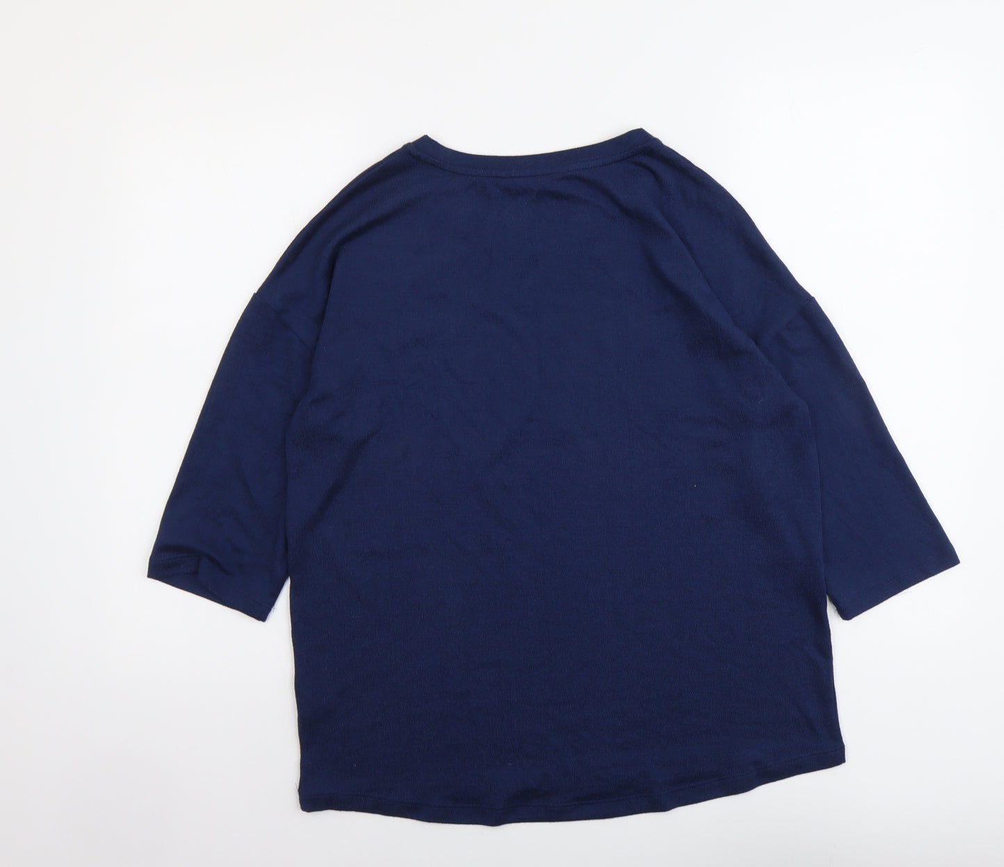 TU Womens Blue Polyester Basic Blouse Size 12 Scoop Neck - Happy