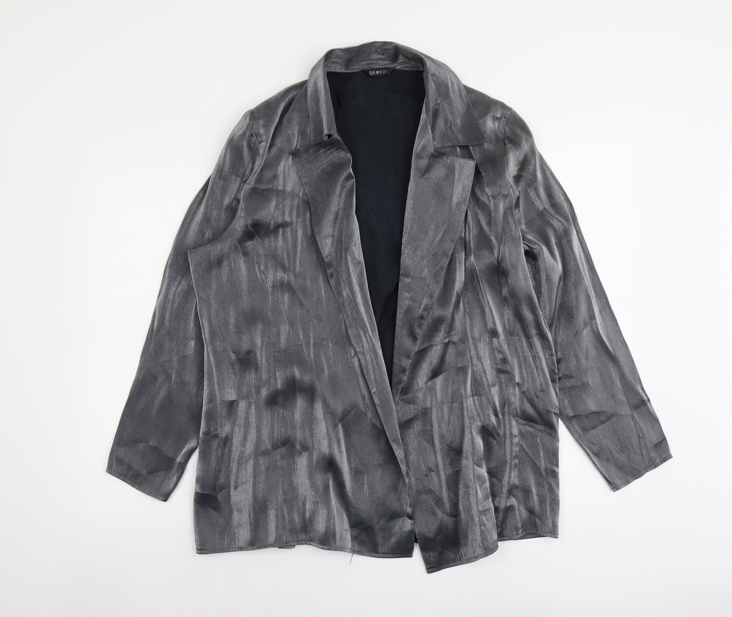 George Womens Silver Overcoat Coat Size 14 Hook & Eye