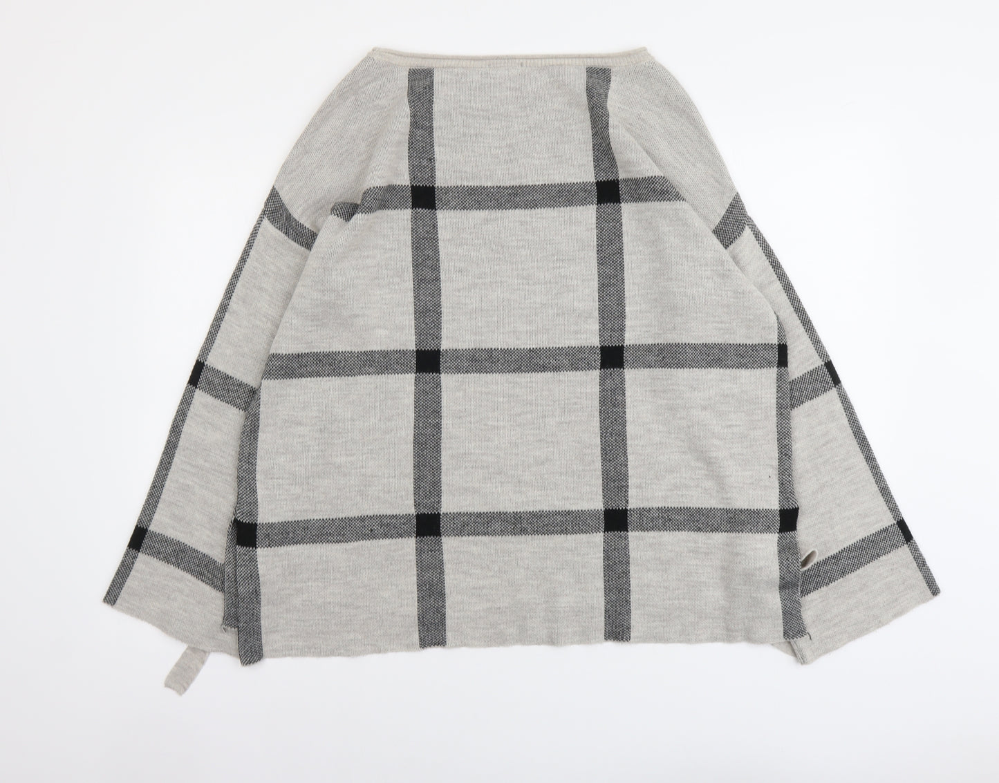 River Island Womens Grey Boat Neck Check Acrylic Pullover Jumper Size M