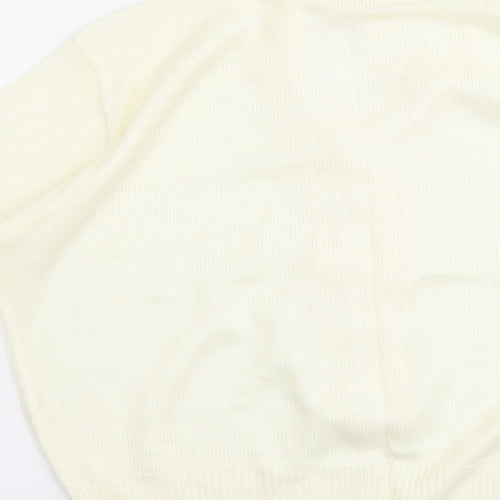 Mia Cassara Womens Ivory Collared Acrylic Cardigan Jumper Size M