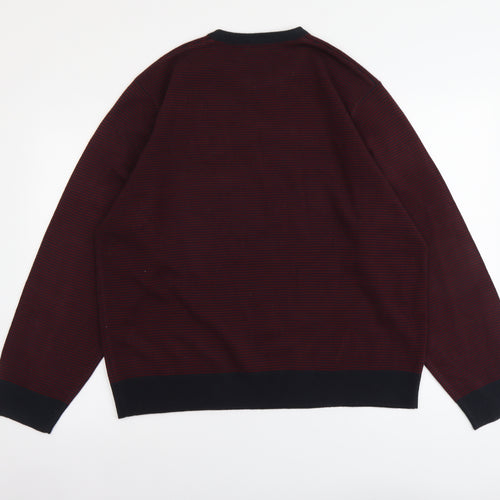 Marks and Spencer Mens Purple Round Neck Acrylic Pullover Jumper Size XL Long Sleeve