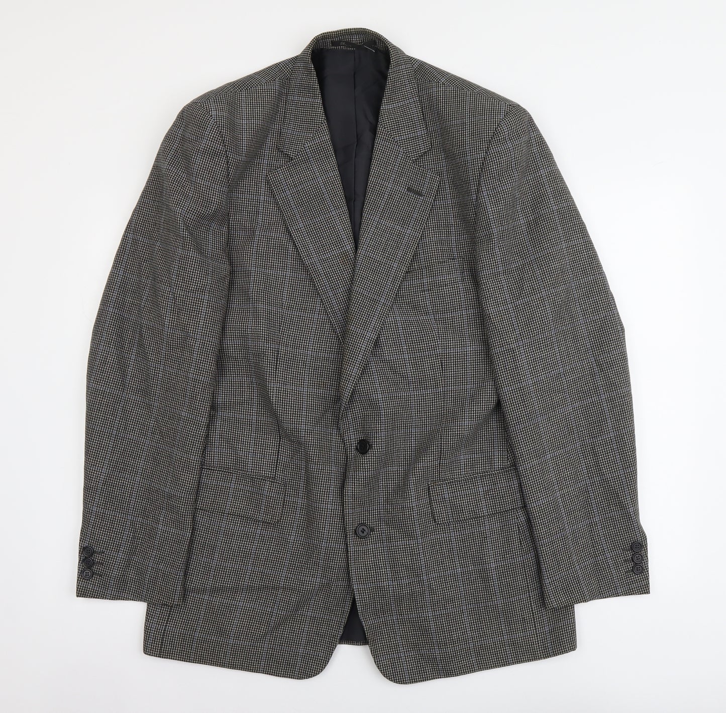 BHS Mens Brown Plaid Polyester Jacket Blazer Size L Regular
