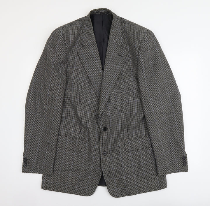 BHS Mens Brown Plaid Polyester Jacket Blazer Size L Regular