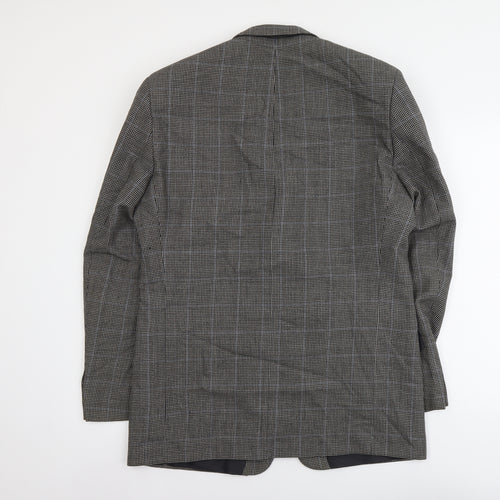 BHS Mens Brown Plaid Polyester Jacket Blazer Size L Regular
