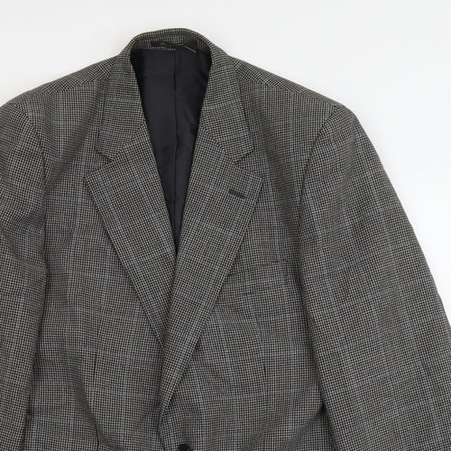 BHS Mens Brown Plaid Polyester Jacket Blazer Size L Regular