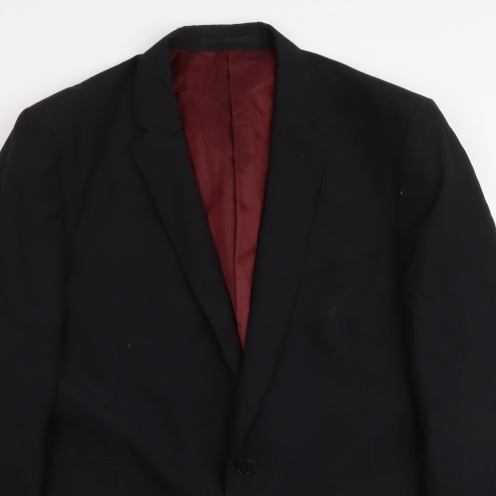 Marks and Spencer Mens Black Polyester Jacket Blazer Size 2XL Regular