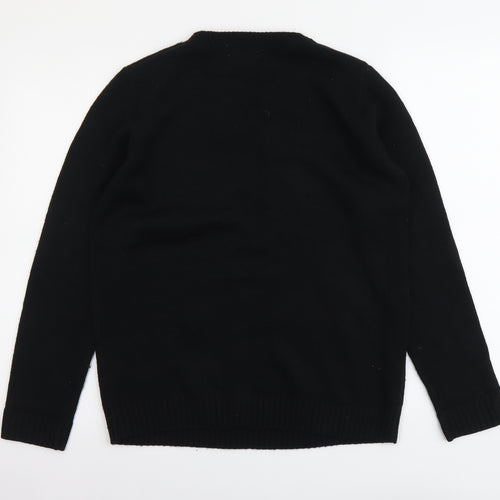 F&F Womens Black Round Neck Acrylic Pullover Jumper Size 12 - Christmas