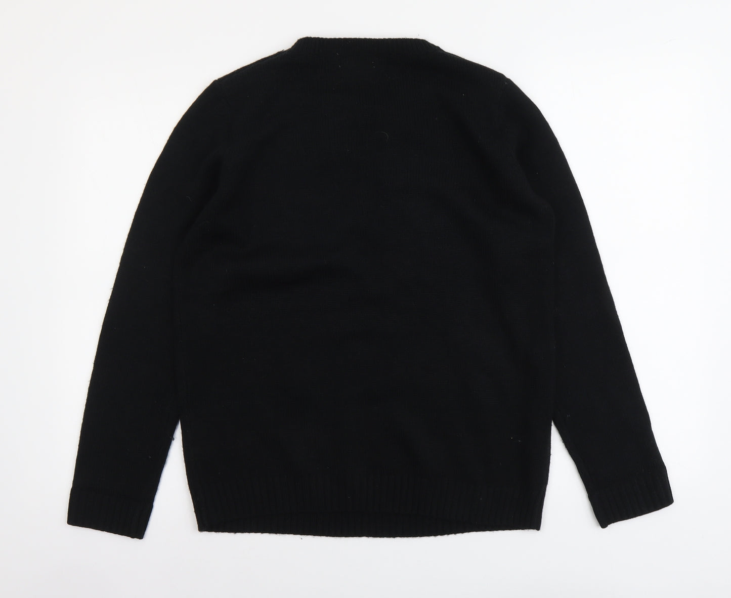 F&F Womens Black Round Neck Acrylic Pullover Jumper Size 12 - Christmas
