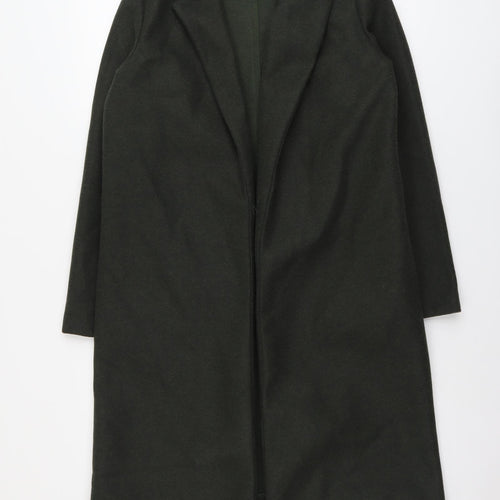 Zara Womens Green Overcoat Coat Size S Hook & Eye
