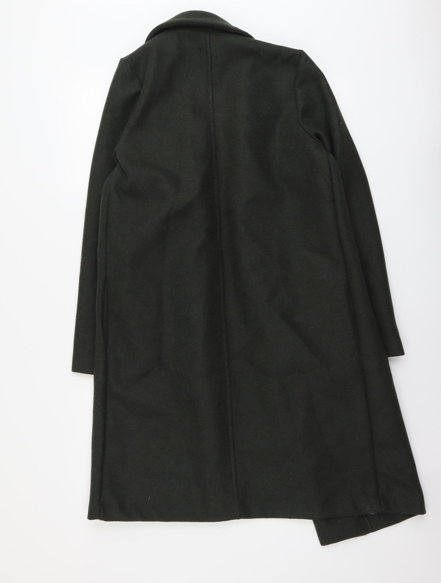 Zara Womens Green Overcoat Coat Size S Hook & Eye