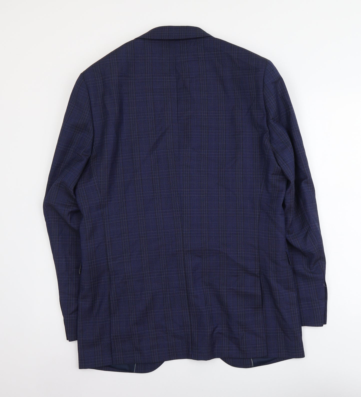 Brook Taverner Mens Blue Plaid Polyester Jacket Blazer Size L Regular