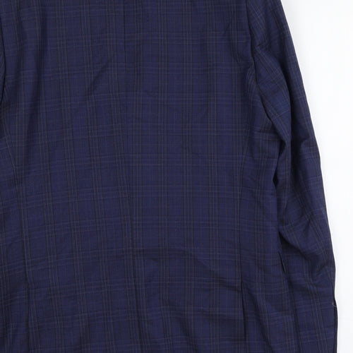 Brook Taverner Mens Blue Plaid Polyester Jacket Blazer Size L Regular
