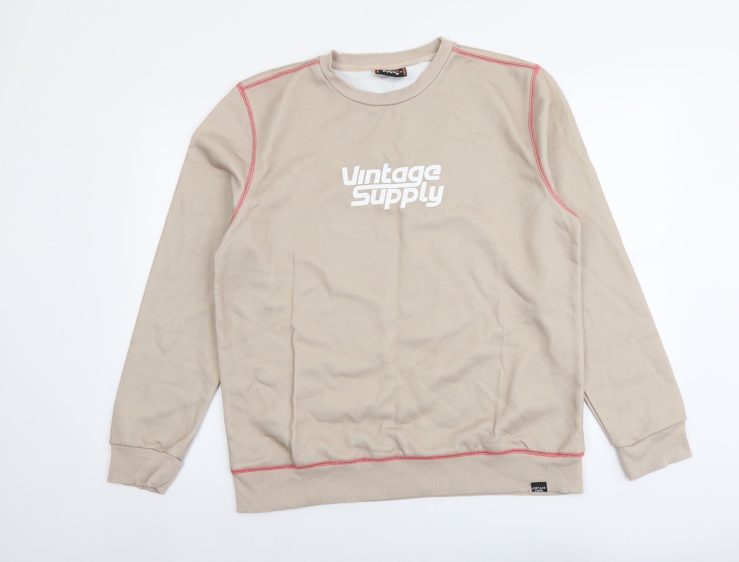 Vintage Supply Mens Beige Polyester Pullover Sweatshirt Size M