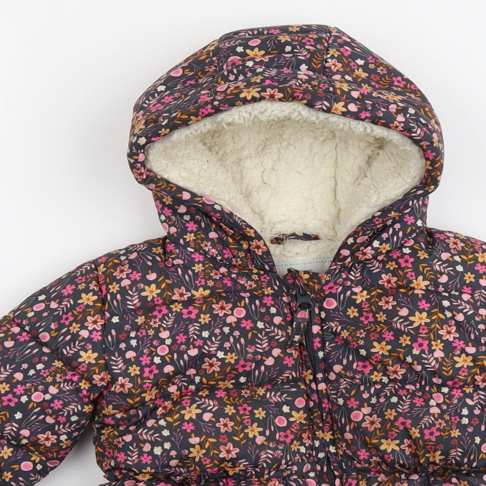 George Boys Multicoloured Floral Puffer Jacket Jacket Size 12-18 Months Zip