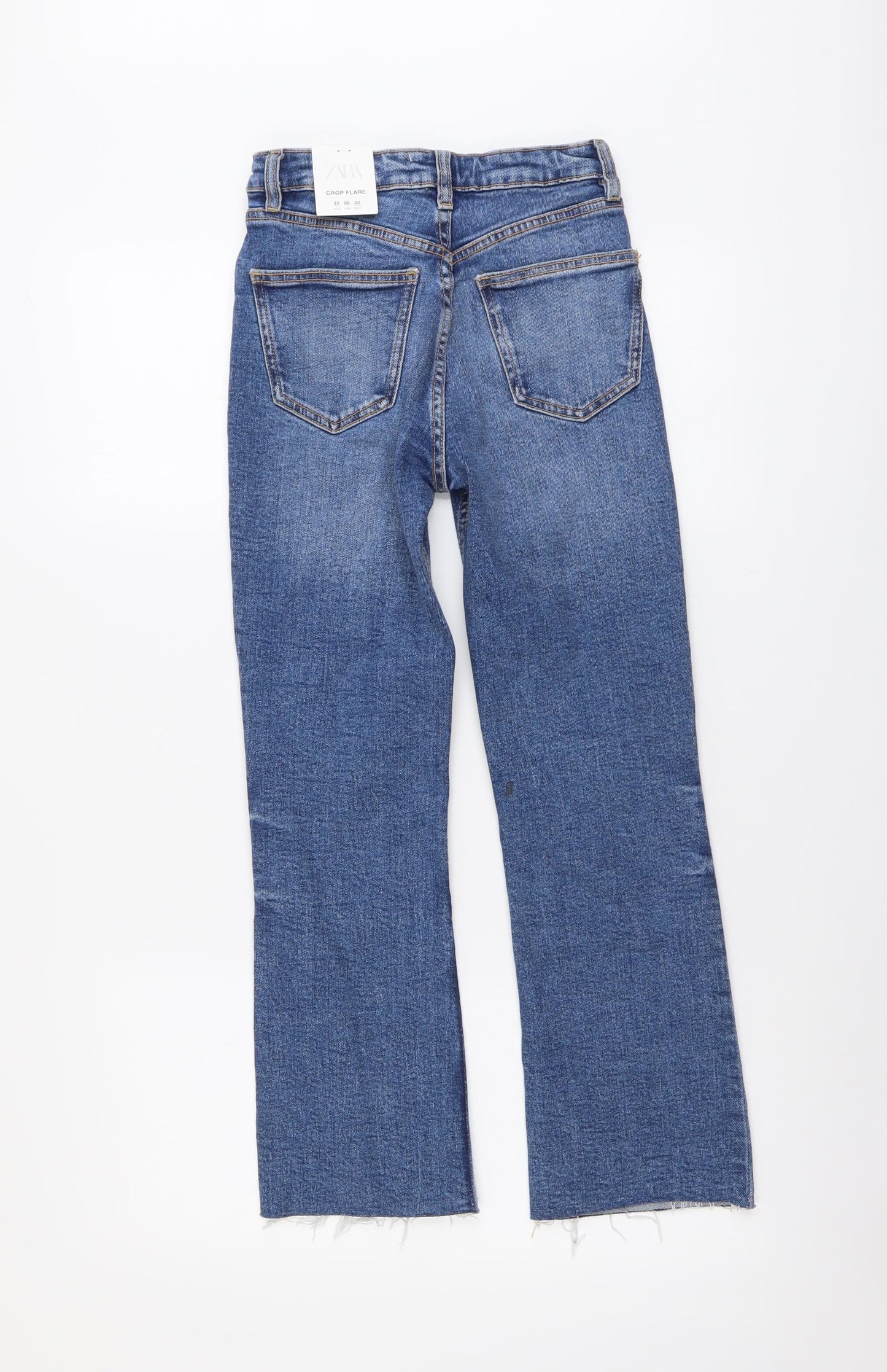 Zara Womens Blue Cotton Straight Jeans Size 4 L25 in Regular Button