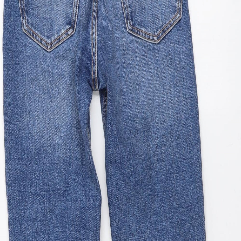 Zara Womens Blue Cotton Straight Jeans Size 4 L25 in Regular Button