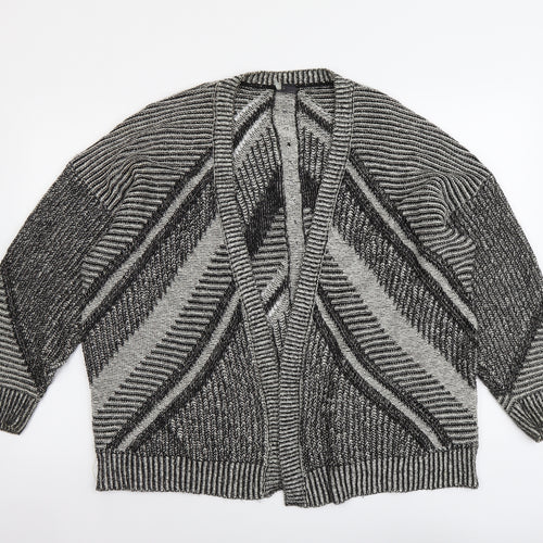 Sparkle & Fade Womens Black V-Neck Geometric Acrylic Cardigan Jumper Size L