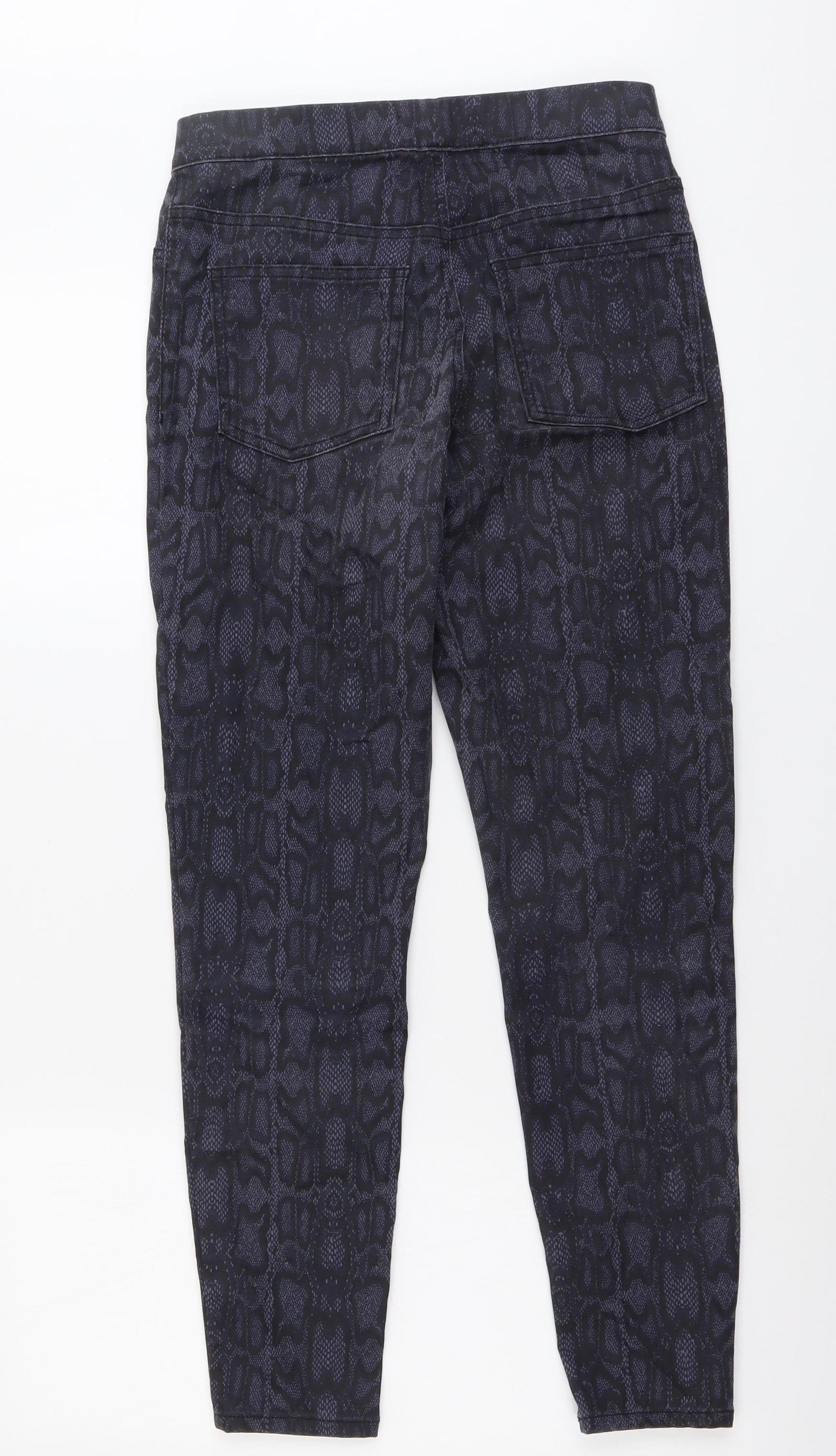 Marks and Spencer Womens Blue Animal Print Cotton Jegging Jeans Size 10 L26 in Regular - Snake Print