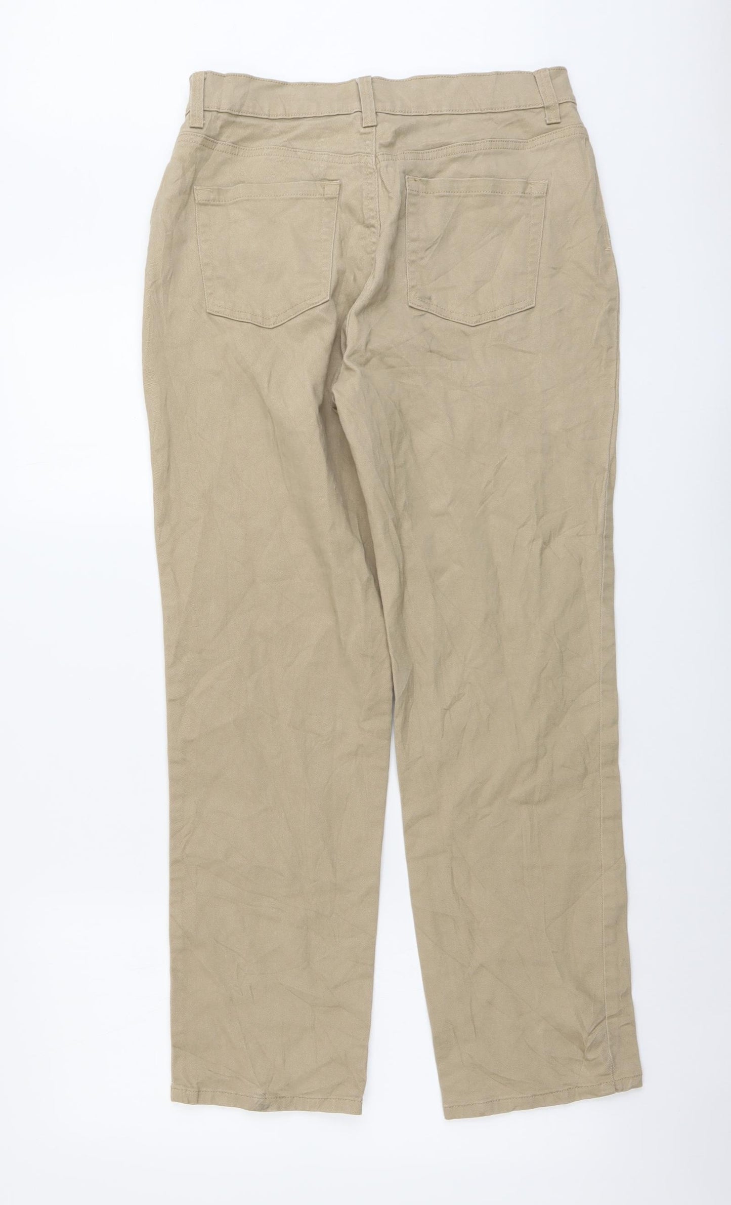 Gloria Vanderbilt Womens Beige Cotton Straight Jeans Size 10 L29 in Regular Button