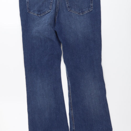 Marks and Spencer Womens Blue Cotton Bootcut Jeans Size 28 in L29 in Regular Button
