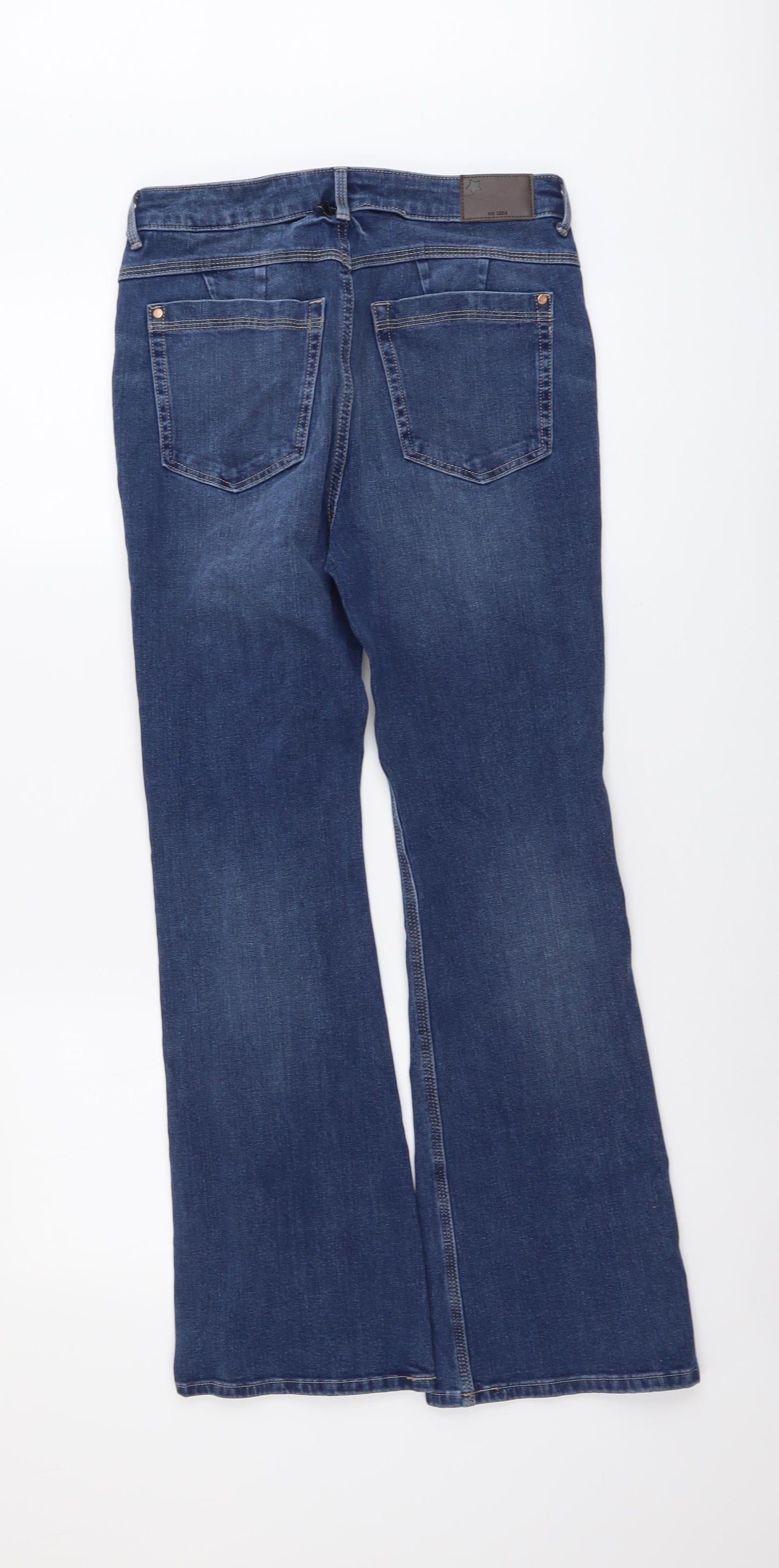 Marks and Spencer Womens Blue Cotton Bootcut Jeans Size 28 in L29 in Regular Button