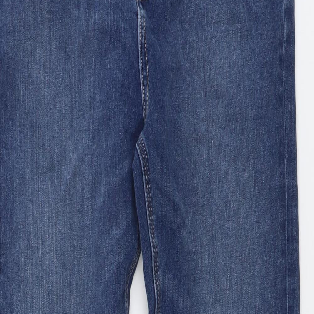 Marks and Spencer Womens Blue Cotton Bootcut Jeans Size 28 in L29 in Regular Button