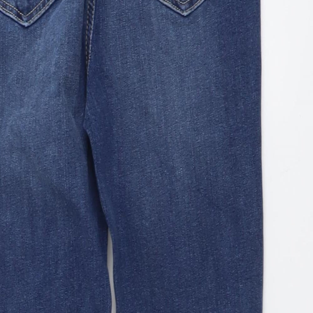 Marks and Spencer Womens Blue Cotton Bootcut Jeans Size 28 in L29 in Regular Button