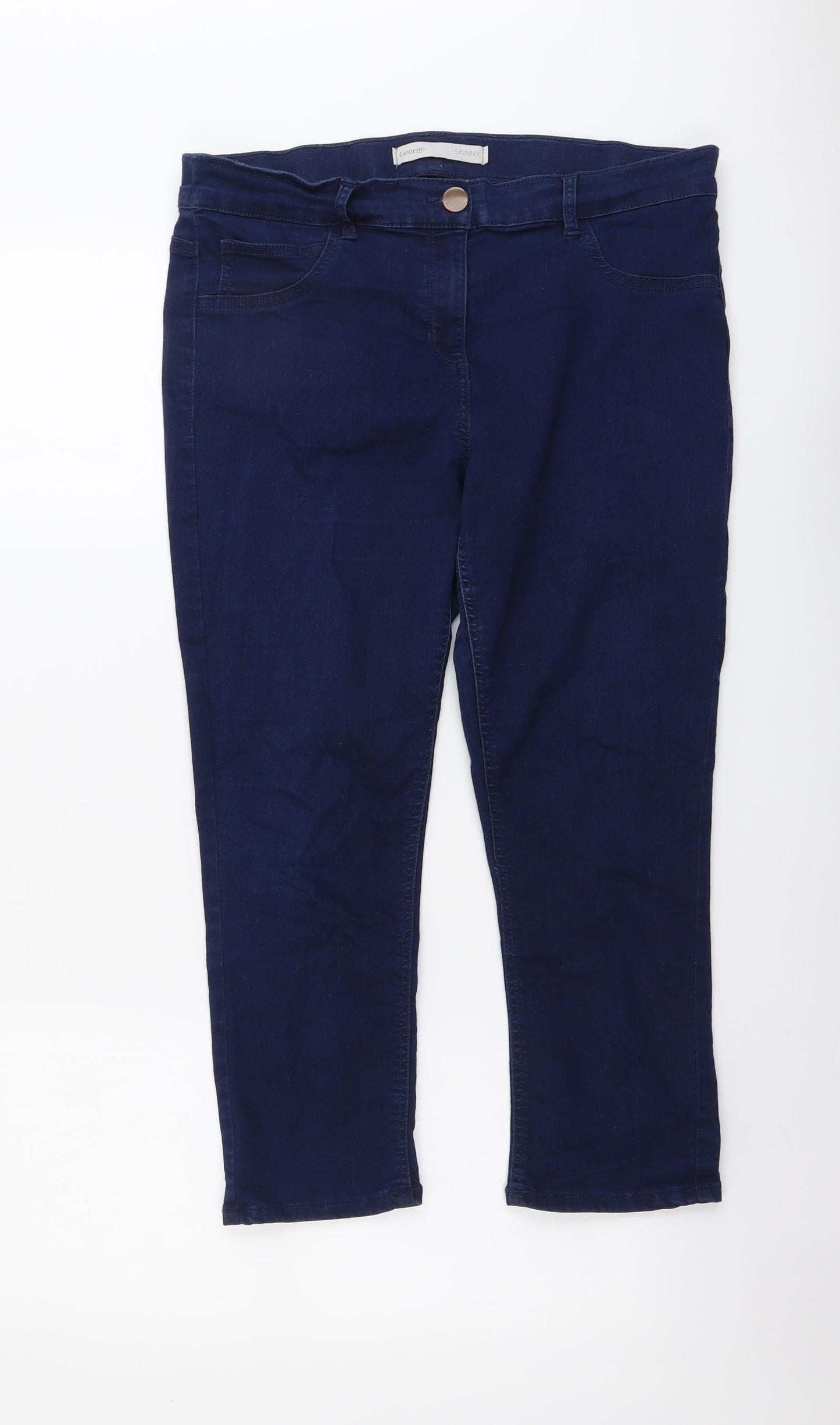 George Womens Blue Cotton Skinny Jeans Size 14 L22 in Regular Button
