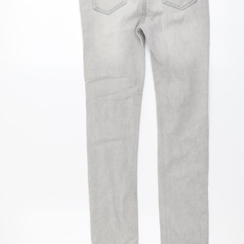 Denim & Co. Girls Grey Cotton Skinny Jeans Size 11-12 Years Regular Button