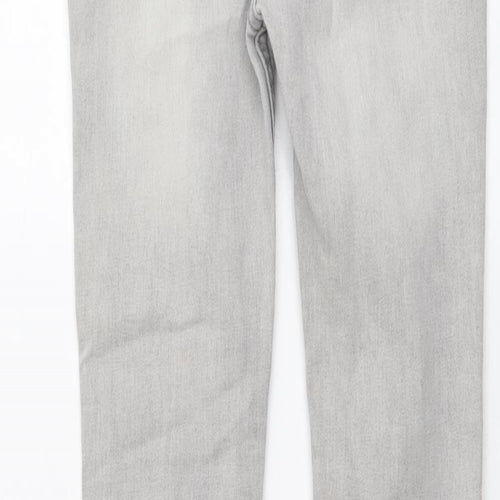 Denim & Co. Girls Grey Cotton Skinny Jeans Size 11-12 Years Regular Button