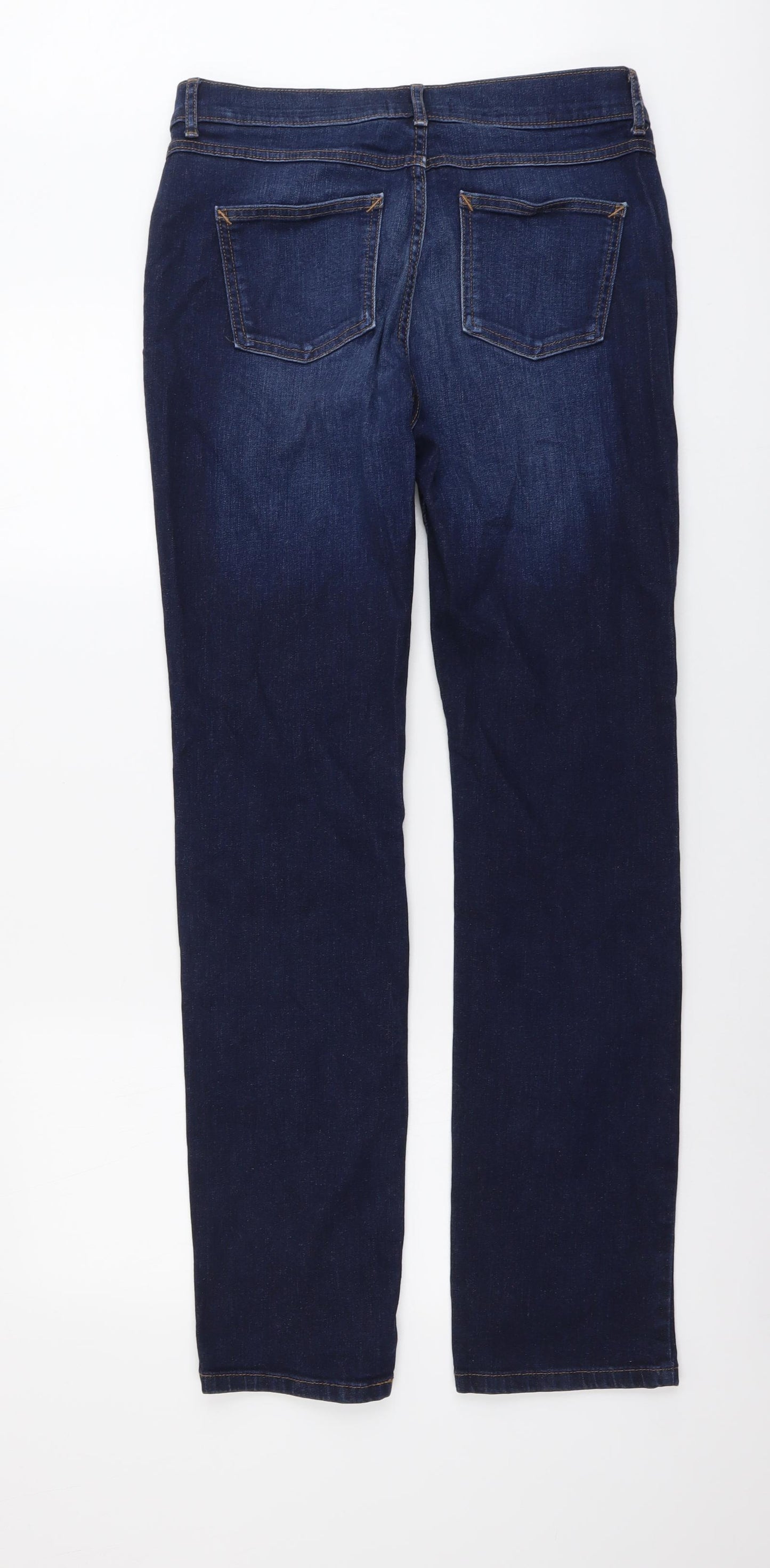 Marks and Spencer Womens Blue Cotton Straight Jeans Size 12 L32 in Regular Button