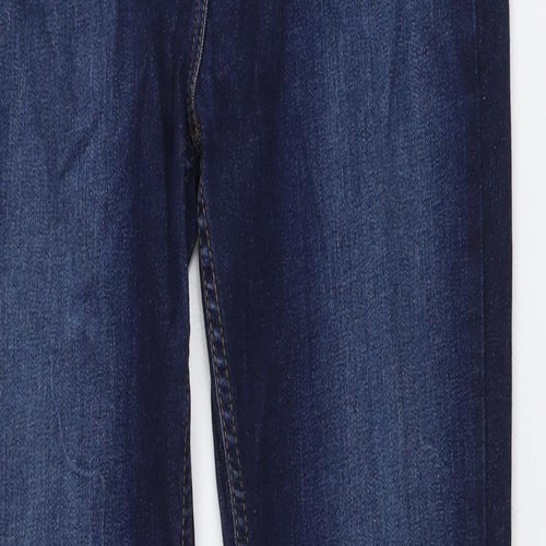 Marks and Spencer Womens Blue Cotton Straight Jeans Size 12 L32 in Regular Button