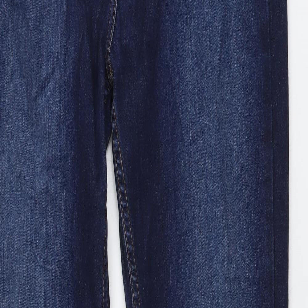 Marks and Spencer Womens Blue Cotton Straight Jeans Size 12 L32 in Regular Button